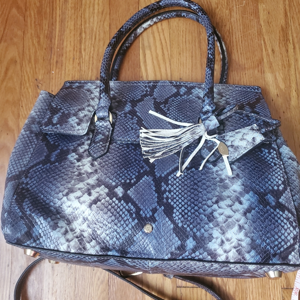 Gili Exotic Python Snake Print Genuine Leather Ha… - image 1